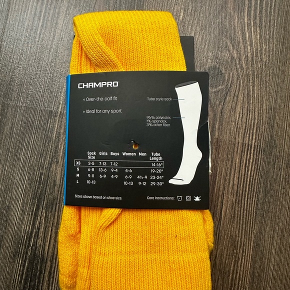 Champro Kids Yellow Multi-Sport Athletic Socks - XS - see size chart - Picture 2 of 2